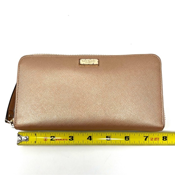 Kate Spade Laurel Way Neda Rose Gold Saffiano Leather Zip Around Wallet - Picture 11 of 12